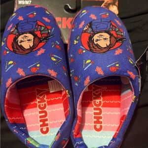 Chucky Themed Blue Slippers size 9 women’s